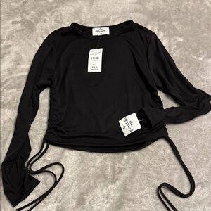 Cinched side Black Long Sleeve Kids shirt